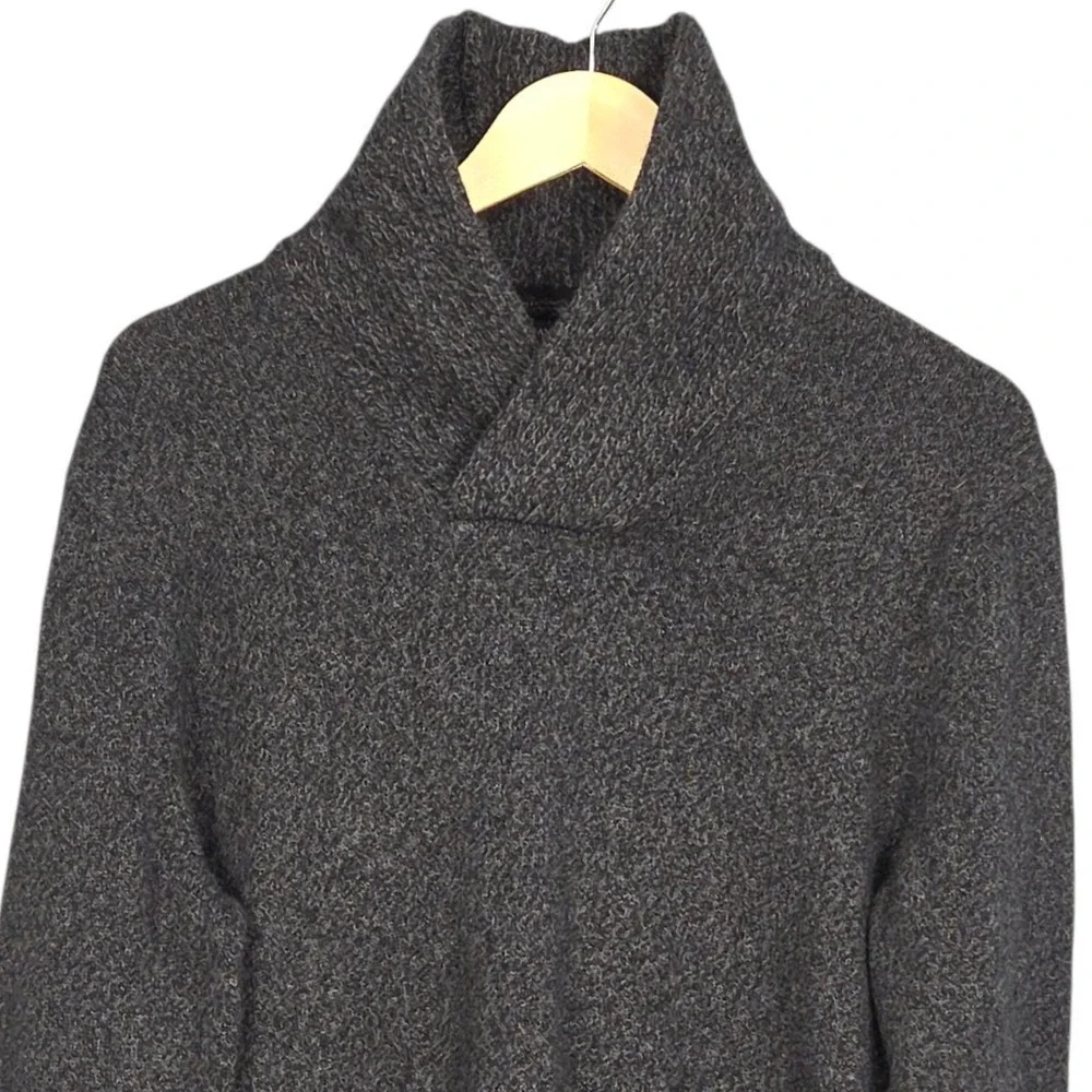 Banana‎ Republic Sweater Mens Large Gray 100% Merino Wool Shawl Collar Pullover